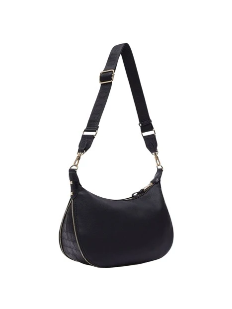 BORSA A SPALLA EFFETTO NABUK DONNA NERA