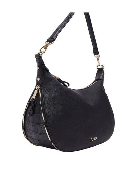 BORSA A SPALLA EFFETTO NABUK DONNA NERA