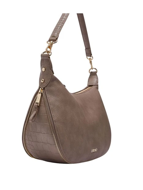 BORSA A SPALLA EFFETTO NABUK DONNA BEIGE