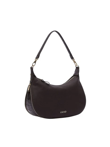 BORSA A SPALLA EFFETTO NABUK DONNA MARRONE
