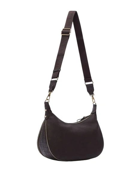 BORSA A SPALLA EFFETTO NABUK DONNA MARRONE