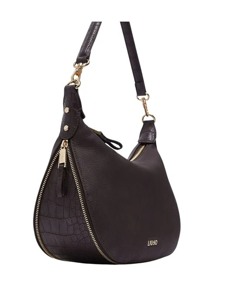 BORSA A SPALLA EFFETTO NABUK DONNA MARRONE