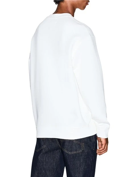 FELPA GIROCOLLO IN COTONE CON LOGO UOMO BIANCO
