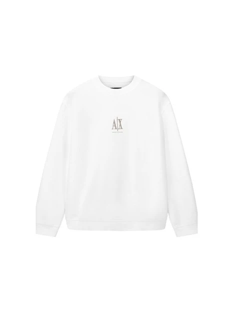 FELPA GIROCOLLO IN COTONE CON LOGO UOMO BIANCO