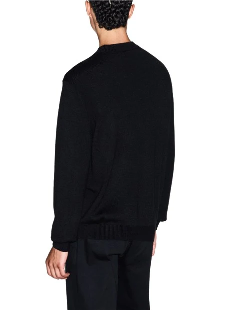 MAGLIONE GIROCOLLO IN COTONE UOMO NERO