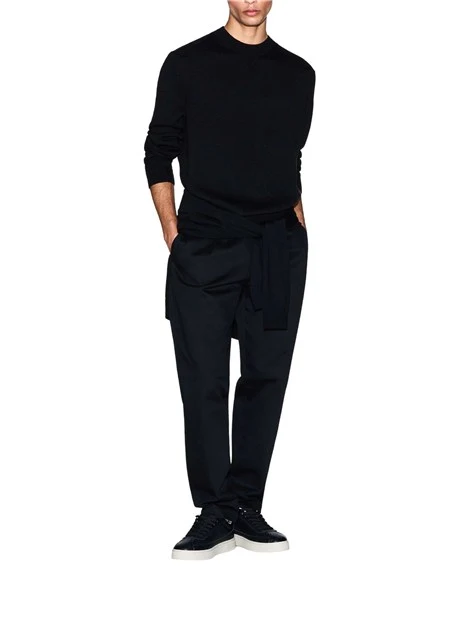MAGLIONE GIROCOLLO IN COTONE UOMO NERO