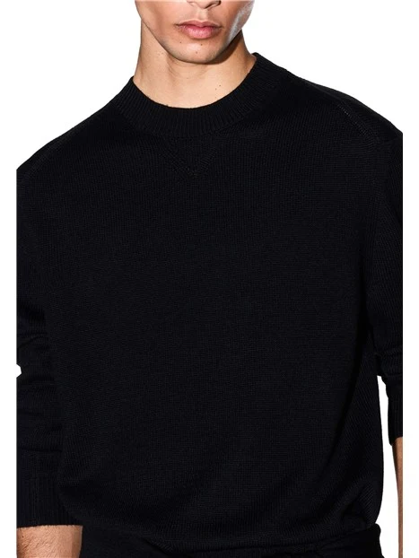 MAGLIONE GIROCOLLO IN COTONE UOMO NERO