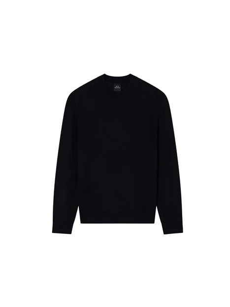 MAGLIONE GIROCOLLO IN COTONE UOMO NERO