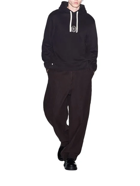 FELPA GIROCOLLO IN COTONE CON CAPPUCCIO UOMO LICORICE