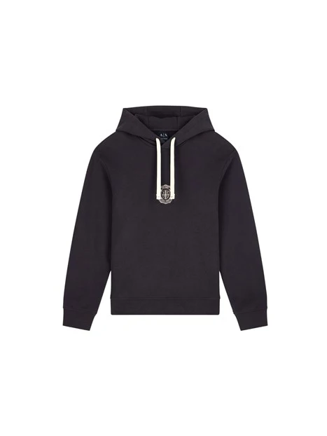 FELPA GIROCOLLO IN COTONE CON CAPPUCCIO UOMO LICORICE