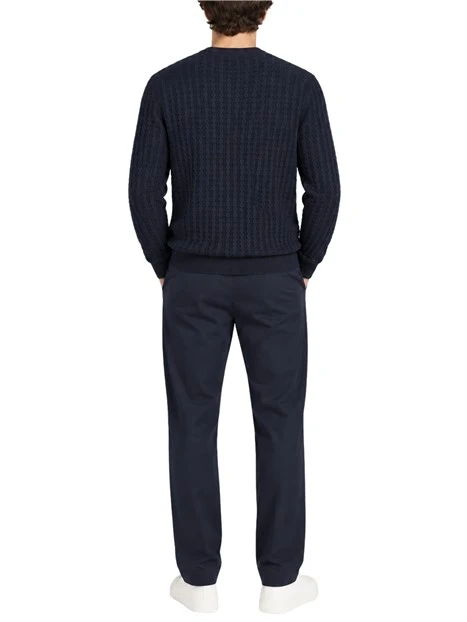 MAGLIA GIROCOLLO CON LAVORAZIONE A RILIEVO CHAIN UOMO BLU