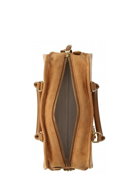 BORSA A MANO A BAULETTO EFFETTO SUEDE DONNA CAMMELLO