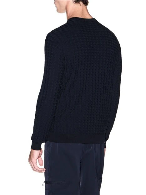 MAGLIA GIROCOLLO CON LAVORAZIONE A RILIEVO ARROW UOMO BLU
