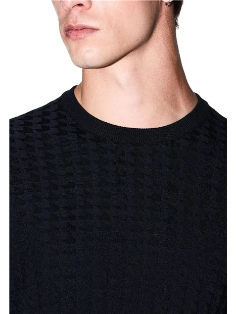 MAGLIA GIROCOLLO CON LAVORAZIONE A RILIEVO ARROW UOMO BLU