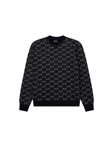 MAGLIA GIROCOLLO CON FANTASIA UOMO NERO