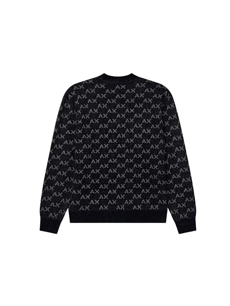 MAGLIA GIROCOLLO CON FANTASIA UOMO NERO