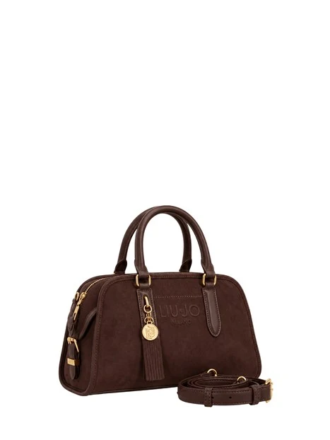 BORSA A MANO A BAULETTO EFFETTO SUEDE DONNA MARRONE