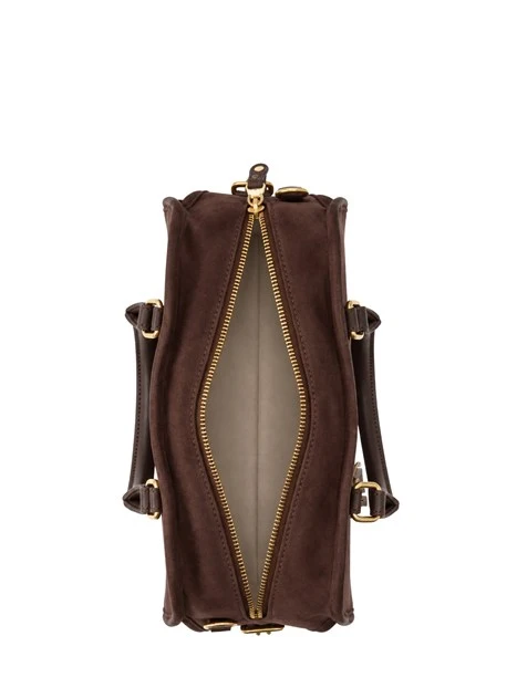 BORSA A MANO A BAULETTO EFFETTO SUEDE DONNA MARRONE