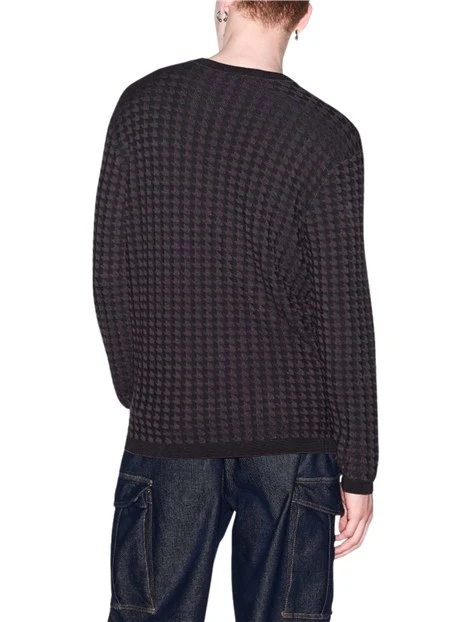 MAGLIA GIROCOLLO CON MOTIVO PIED DE POULE UOMO NERO