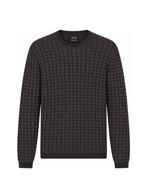 MAGLIA GIROCOLLO CON MOTIVO PIED DE POULE UOMO NERO