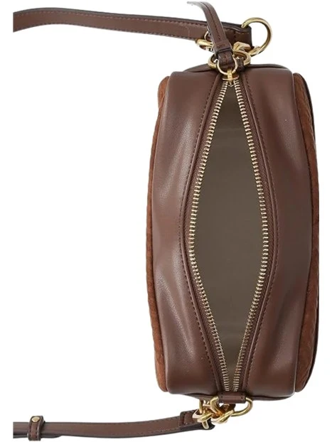 BORSA A TRACOLLA CAMERA BAG IN ECOCAMOSCIO DONNA MARRONE