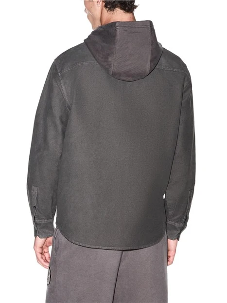 CAMICIA CON CAPPUCCIO IN COTONE UOMO ANTRACITE