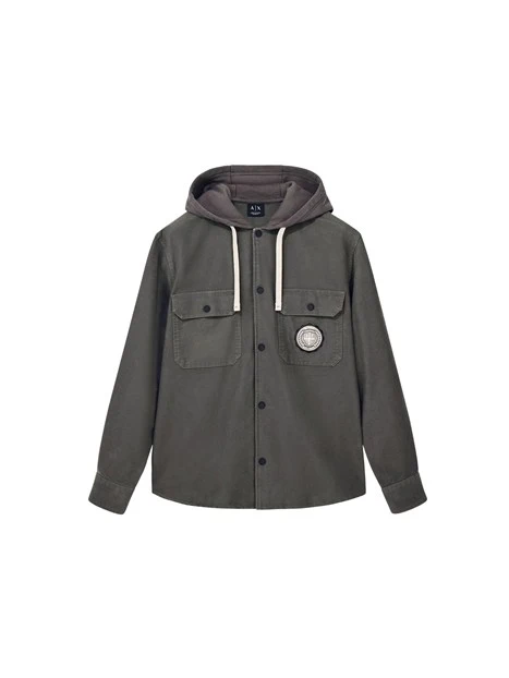 CAMICIA CON CAPPUCCIO IN COTONE UOMO ANTRACITE