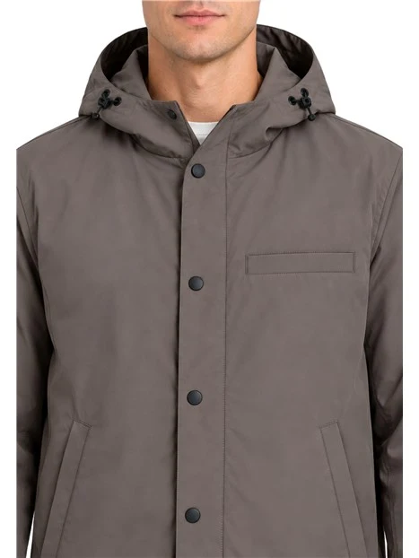 GIACCA IMPERMEABILE CASUAL CON CAPPUCCIO UOMO TORTORA