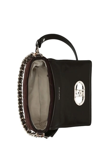 BORSA A TRACOLLA IN MICROFIBRA CON INSERTI MATELASSÉ DONNA MARRONE