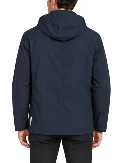 GIACCA IMPERMEABILE CASUAL CON CAPPUCCIO UOMO BLU
