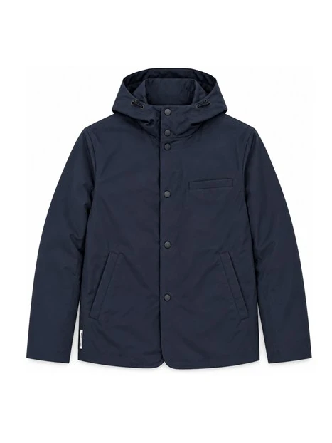 GIACCA IMPERMEABILE CASUAL CON CAPPUCCIO UOMO BLU