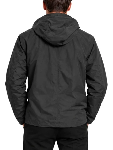 GIACCA IMPERMEABILE CASUAL CON CAPPUCCIO UOMO NERO