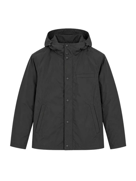 GIACCA IMPERMEABILE CASUAL CON CAPPUCCIO UOMO NERO