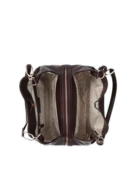 BORSA A SPALLA SATCHEL IN ECOCAMOSCIO TRAPUNTATO DONNA BORDEAUX