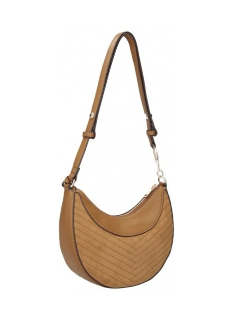 BORSA A SPALLA HOBO IN ECOCAMOSCIO TRAPUNTATO DONNA BEIGE