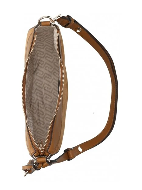 BORSA A SPALLA HOBO IN ECOCAMOSCIO TRAPUNTATO DONNA BEIGE