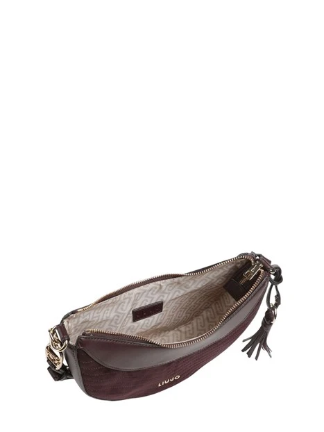 BORSA A SPALLA HOBO IN ECOCAMOSCIO TRAPUNTATO DONNA BORDEAUX