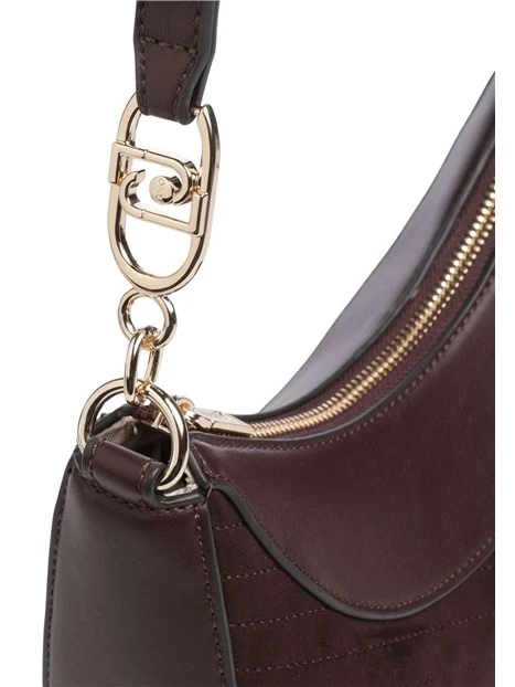 BORSA A SPALLA HOBO IN ECOCAMOSCIO TRAPUNTATO DONNA BORDEAUX