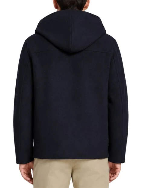 GIACCA CON CAPPUCCIO E CHIUSURA A ZIP UOMO BLU