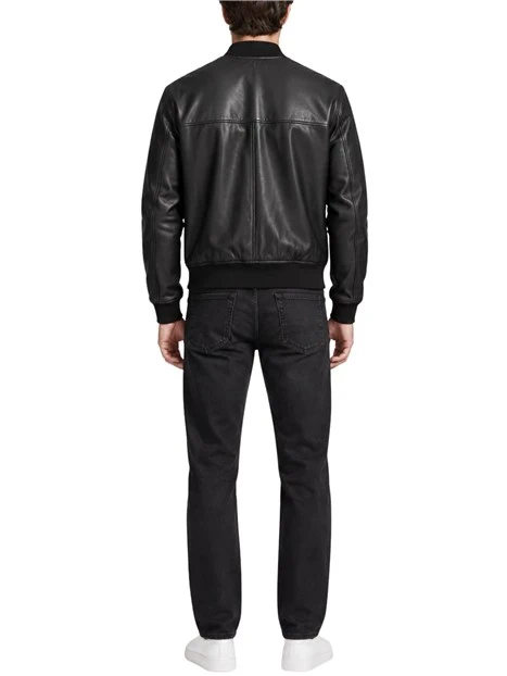 GIACCA BOMBER IN PELLE CON ZIP UOMO NERO