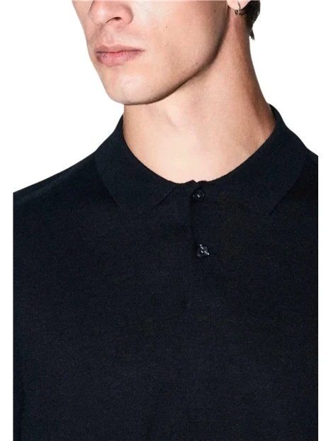 POLO A MANICA LUNGA E CHIUSURA COLLETTO CON BOTTONI UOMO BLU SCURO