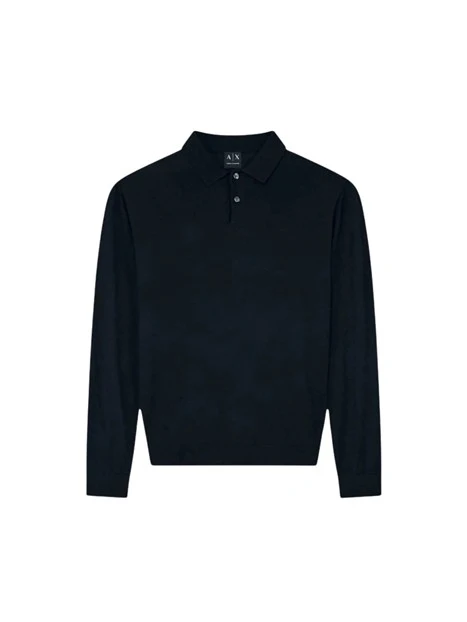 POLO A MANICA LUNGA E CHIUSURA COLLETTO CON BOTTONI UOMO BLU SCURO