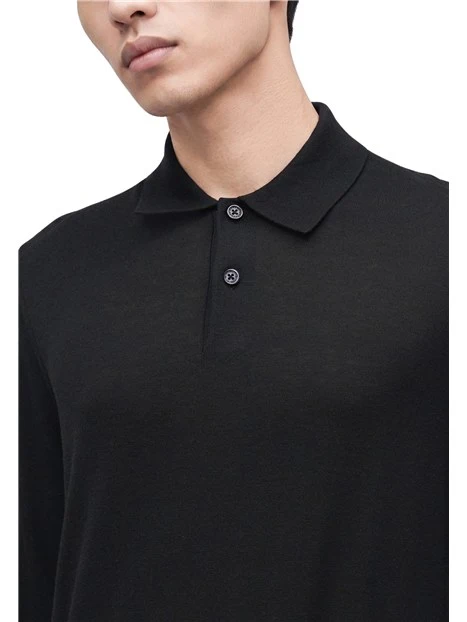 POLO A MANICA LUNGA E CHIUSURA COLLETTO CON BOTTONI UOMO NERO