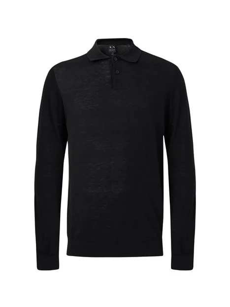 POLO A MANICA LUNGA E CHIUSURA COLLETTO CON BOTTONI UOMO NERO