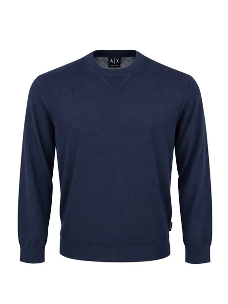 MAGLIA GIROCOLLO IN LYOCELL E LANA UOMO BLU NAVY