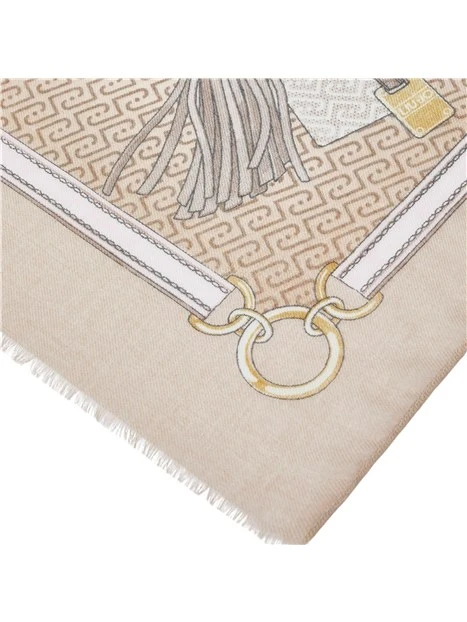 STOLA CON STAMPA A CATENE E NAPPE DONNA BEIGE