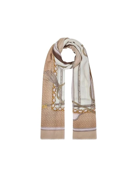 STOLA CON STAMPA A CATENE E NAPPE DONNA BEIGE