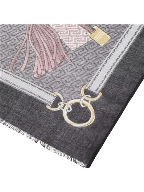 STOLA CON STAMPA A CATENE E NAPPE DONNA NERO
