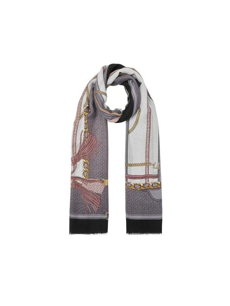 STOLA CON STAMPA A CATENE E NAPPE DONNA NERO