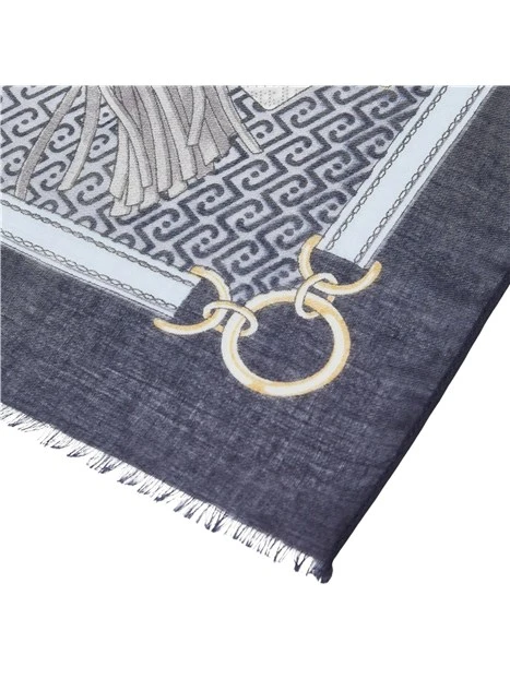 STOLA CON STAMPA A CATENE E NAPPE DONNA BLU
